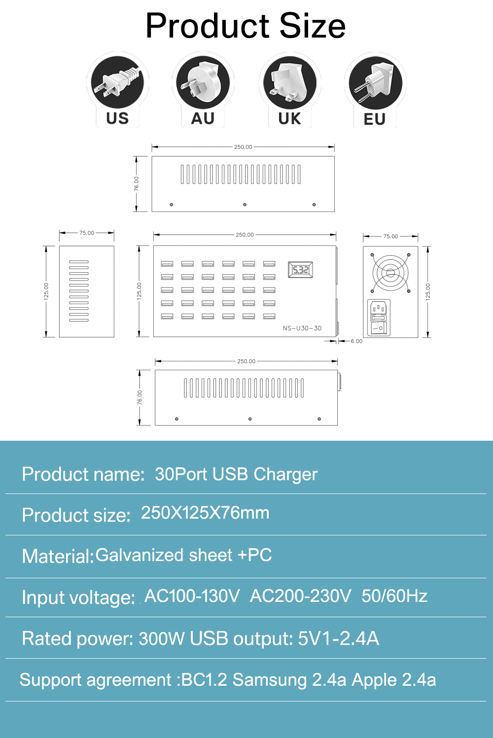 30PORT USB CHARGER 300W 30PORT USB CHARGER 300W
