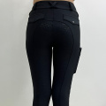 I-Black Zipper Horse Riding Leggings ene-Pocket