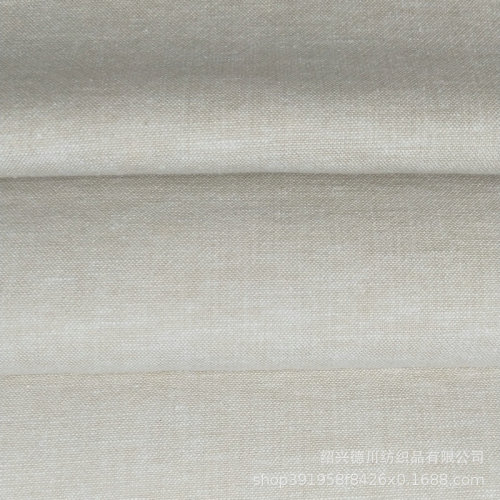 Tessuto beige tinto in filo di cotone lino naturale