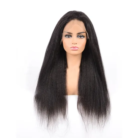 Wholesale Cheap Unprocessed Top Quality 13*4 Yaki straight lace front  Wigs For Black Women