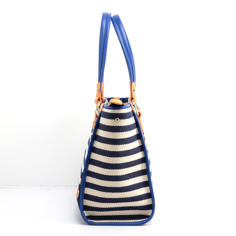 QQ Bear Latest Ladies Fashion Canvas Striped Carry-on Handbag (pH1709)