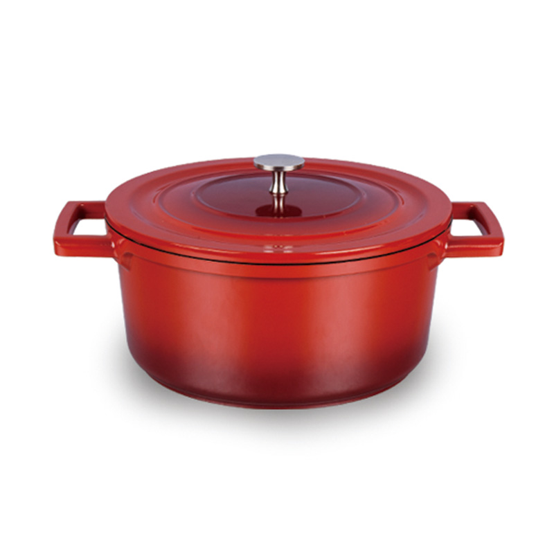 Enameled Cast Iron Dutch Oven Non Stick Bread Baking Pot With Lid Suitable For Bread Baking Use On Gas Electric Oven Red