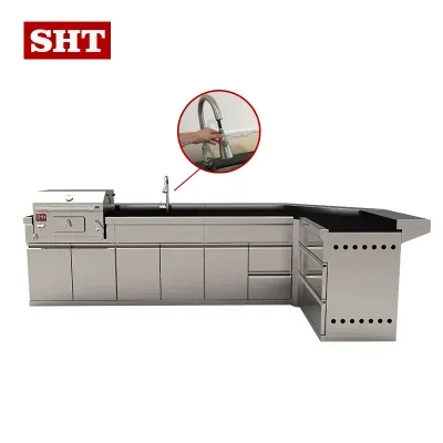 Outdoor BBQ Charcoal Grill Outdoor Kitchen Cabinet Set with Drawer