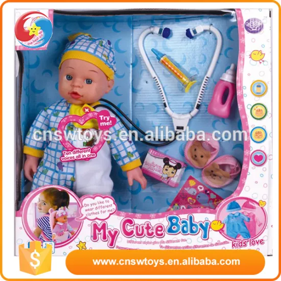 14inch girl boy cute baby doll toy run -down to take care