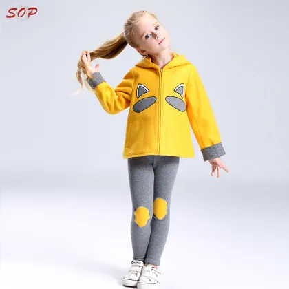 Winter children clothing warm sweatshirt coats korean style kids girls clothes sets