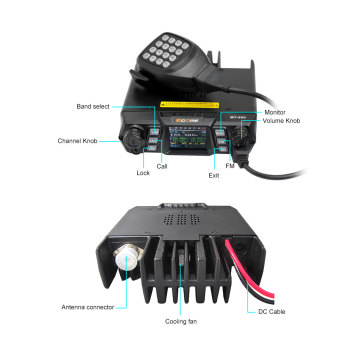 100 Вт Ecome MT-690 Профессиональная прогулка на автомобиле Talkie Mini Ham VHF Mobile Radio