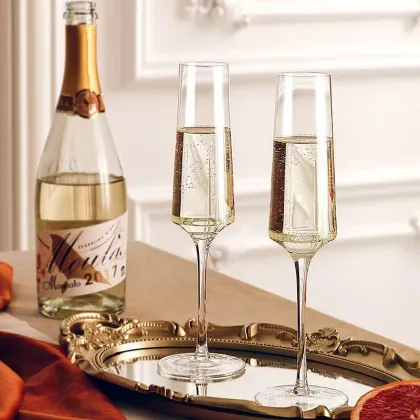 His and Hers Champagne Flute Set - Wedding Day Toasting Glasses