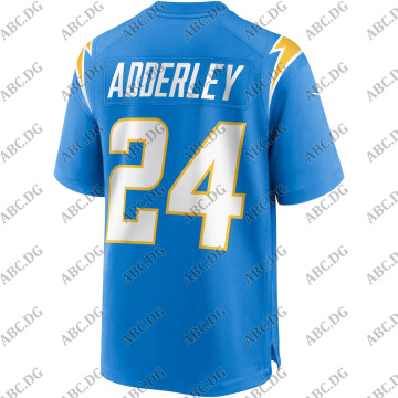 Customized Stitch American Football Jersey Men Women Kid Youth Los Angeles Nasir Adderley Powder Blue Game Jersey