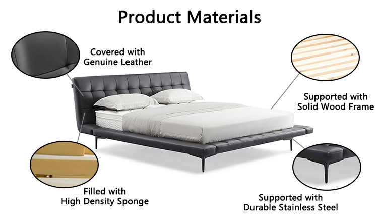 C573 Poesy High Quality Genuine Leather Bed With Modern Style 4 Jpg