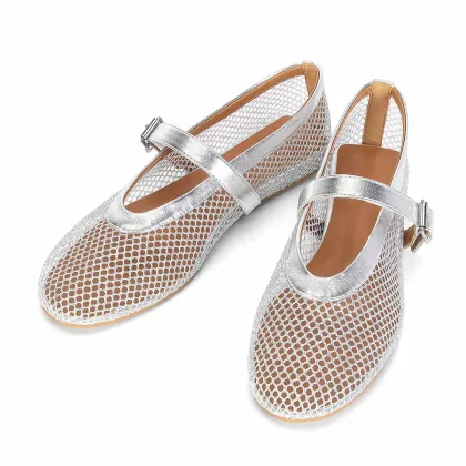 Women's Mesh Ballet Flats, Fishnet Ballet Flats