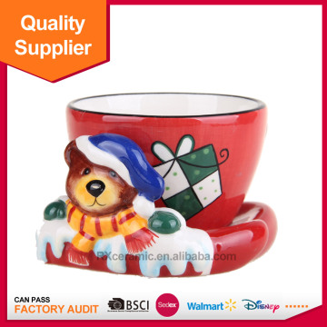 3D Hand-painted creative Christmas animal milk cup with base