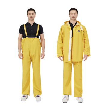 Flywing Heavy Duty 3-Piece Commercial Rain Jacket and Bib Pants Set for Men and Women