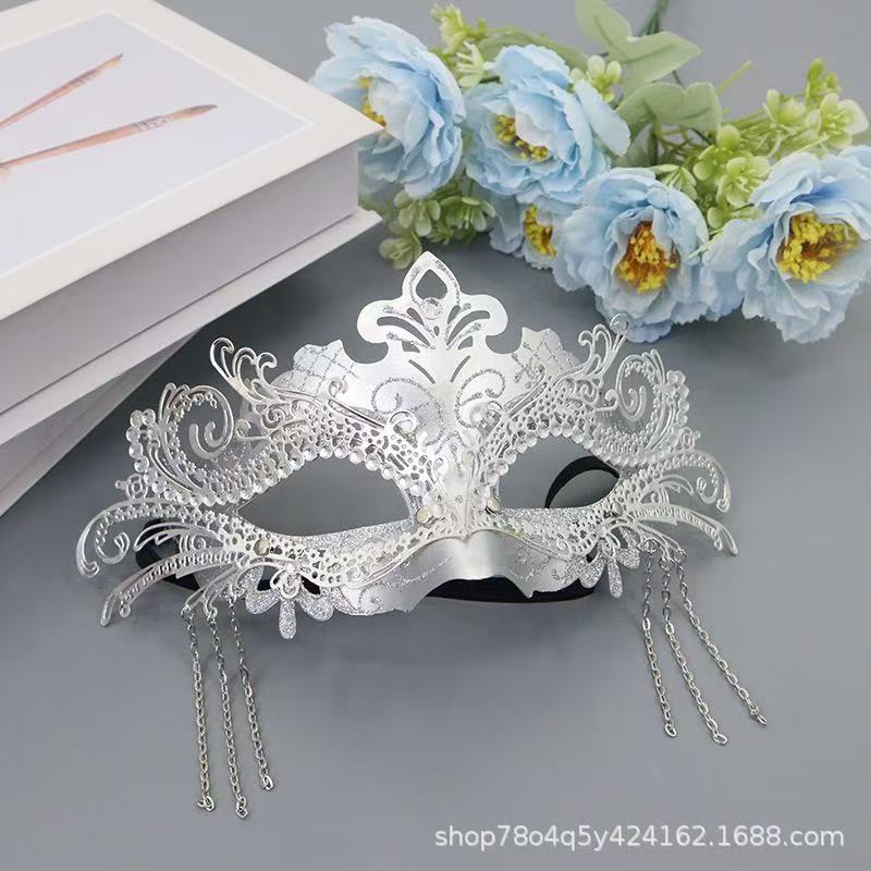 Rhinestone Metal Filigree Venetian Women Mask