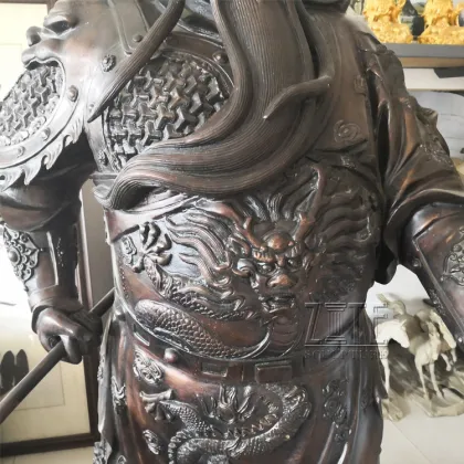 Custom decorative ancient feng shui bronze guan gong sculpture metal kwan kung statue