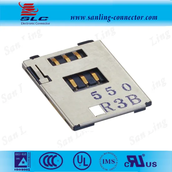 2.54mm Pitch 6 Pin SIM Card Socket type with spring