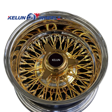 Dayton Styles 13/14/15 Chrome Rims and Triple Gold Wire Wheels