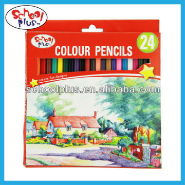 Premium 7 inch wooden drawing color pencil,24 pack