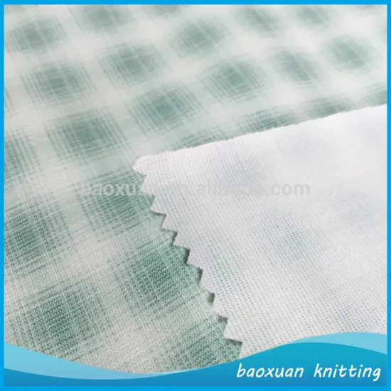 T/R 65/35 printed green check pattern roma fabric