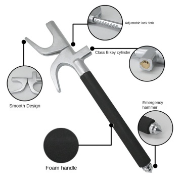 Adjustable Telescopic U-Shaped Car Steering Wheel Lock Anti-Theft Device with Safety Hammer