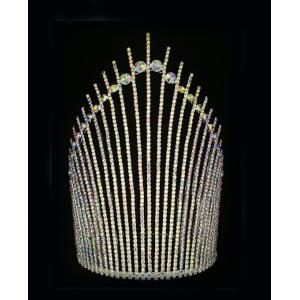 10 Inch Handmade AB Rhinestone Tiara Colored Pageants King Crown