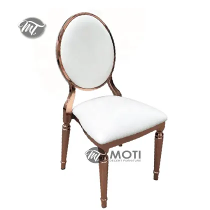 Rose Gold Metal Chrome Wedding Reception Chairs - Louis Party Stacks
