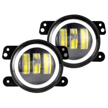 Vcan 4 Inch LED Fog Light with Angles Eye White Amber Dual Color 30W for Jeep