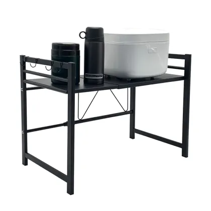 Adjustable Stand Microwave Oven Rack - 2 Tier Storage Rack & Retractable Holder