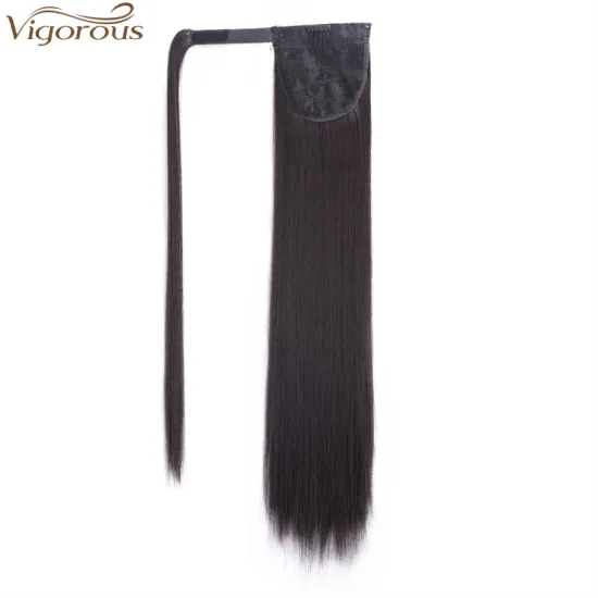 Vigorous Ponytail Extension Long Straight Wrap Around Clip in Hair Extension 22 inch Synthetic Hairpiece for Women