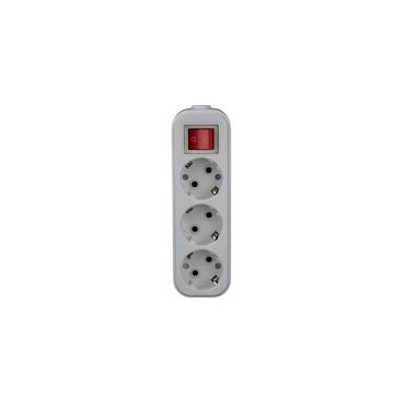 3 Way Extension Socket with Grounding EU German Standard With Button Electrical Power Strip