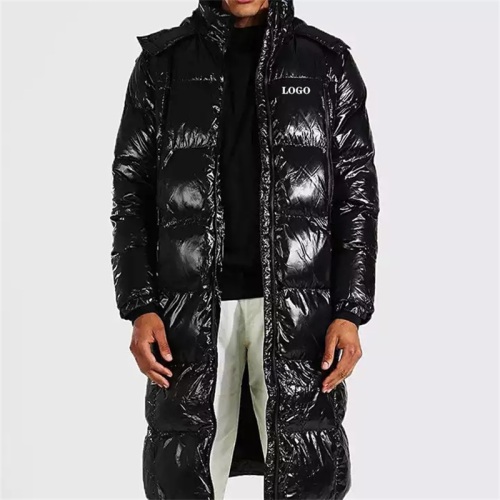 Schwarze Lange Herren -Down -Jacke Mode