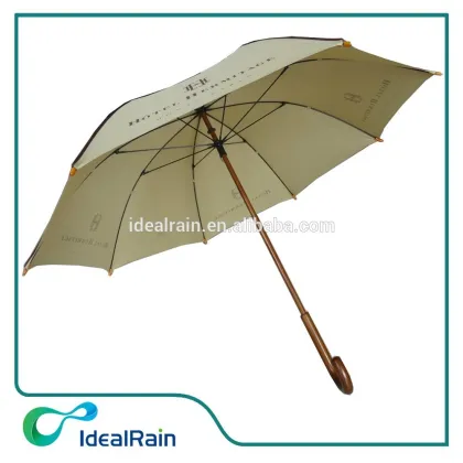 Hotel wooden handle sun and rain protection umbrella