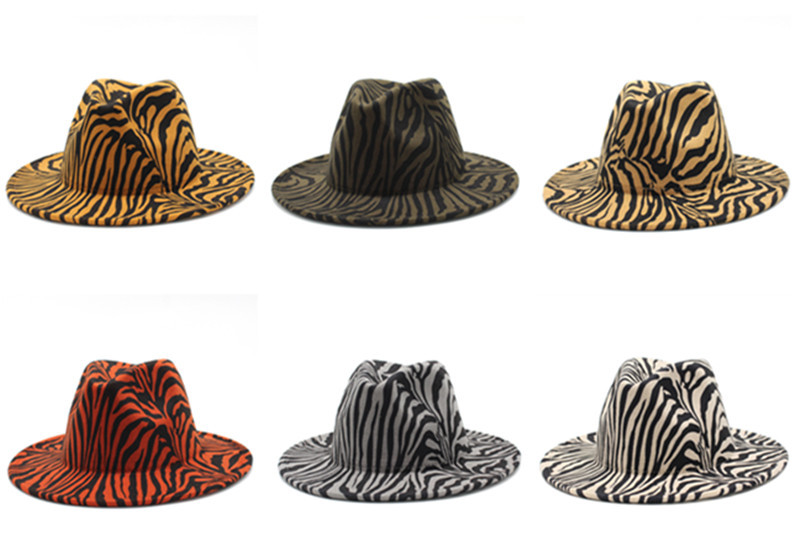 Zebra Stylish Printed Wide Brim Wholesale Fedora Hats