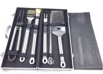 10pcs stainless steel BBQ tool set with the aluminium case