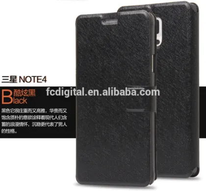 Cheapest Colorful Silk Wallet Flip case for Mobile phone Samsung Note4