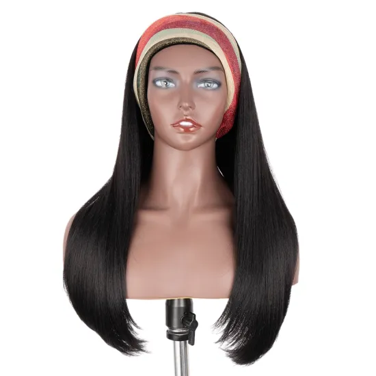 Factory price Straight Raw Cuticle Aligned Hair Heat Resistant Fiber Synthetic Wigs Headband Wig headbands For Black Women