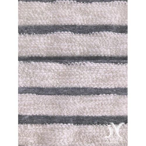 Branco Slub Stripe Francês Terry Knit