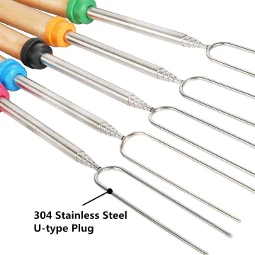 BBQ Accessories BBQ Fork Roasting Sticks Stainless Steel Marshmallow roasting stick Hot Dog Kabob Skewers