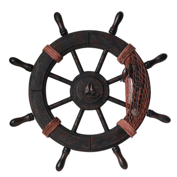 Mediterranean Nautical Wall Hanging: Steering Wheel Decoration for Home and Bar