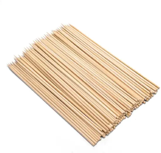 12 Inch 100Pcs Disposable Natural Wood Stick Bbq Skewer Round Roasting Bamboo Sticks Skewers