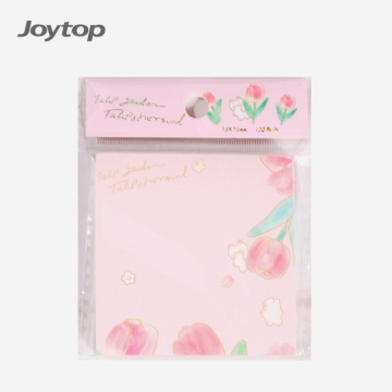 Joytop 2576 Wholesale Tulip Garden 3x3 Memo Pads, 100 Sheets, Pink, Cartoon Cubic Shape for Students