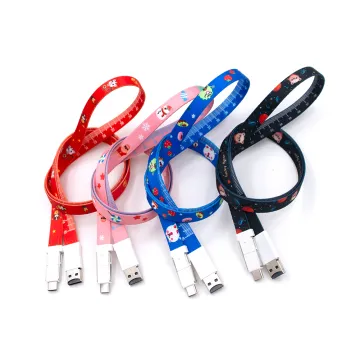 Yijiashishang 2020 3 in 1 Polyester Lanyard with USB Charging Cable and 16, 64GB TF Card U Disk