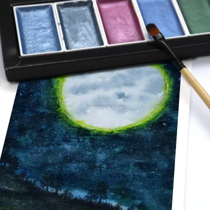 metallic artist portable watercolor pearlescent paint Set
