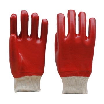 Guantes químicos industriales de trabajo de PVC rojo