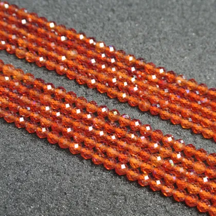 Natural Orange Garnet Loose Beads Faceted Round Beads