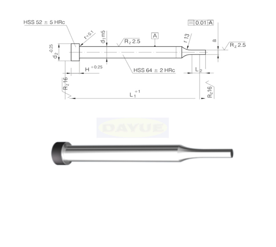 Pilot Cutting punch machining made of ASP23 material