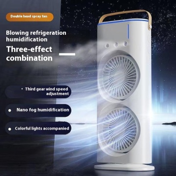 Kipas pendingin udara desktop 3-lubang dengan semprotan penambahan air dual-head dan cahaya sekitar