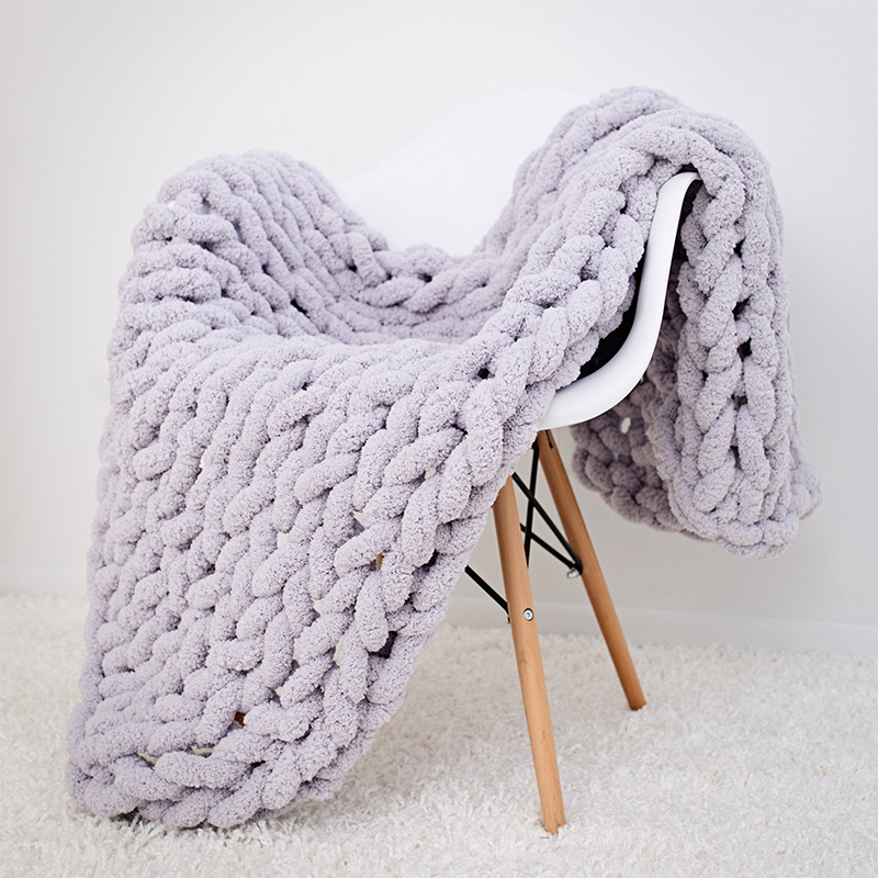 Chenille Chunky Knitted Blanket Weaving Blanket Mat Throw Chair Decor Warm Yarn Knitted Blanket Home Decor For Photography D30