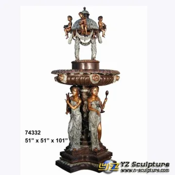 Antique Metal Fountain Sculpture With Lady