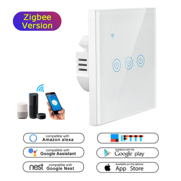 LEDEAST DS-111-3 ZIGBEE स्मार्ट होम लाइट स्विच-3 गैंग टच पैनल न्यूट्रल वायर और ऐप कंट्रोल के साथ