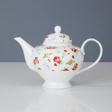 LEXI Ceramic Tea Pot - Classic Flower Pattern White Color for Daily Use, Home Decoration, and Gift Set